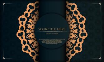 Dark green luxury background with abstract ornament. Elegant and classic elements with space for your text. vector