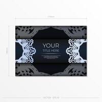 A black and white business card with a decorative pattern vector