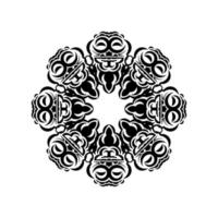 Indian mandala black and white. Circular ornament. Isolated on a white background.