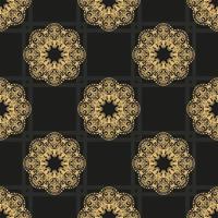Chinese black and yellow abstract seamless vector background. Wallpaper in a vintage style template. Indian floral element. Graphic ornament for wallpaper, fabric, packaging and paper.