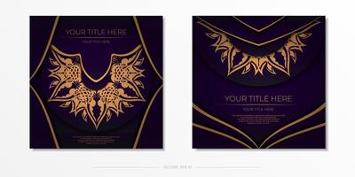 Two vertical banners with gold and purple designs vector