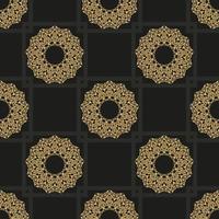 fondo de pantalla en una plantilla de estilo vintage. elemento floral indio. ornamento gráfico para papel pintado, tela, embalaje, envoltura. ornamento floral abstracto negro y amarillo chino. vector