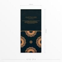 Dark green postcard template with white abstract ornament. Elegant and classic vector elements ready for print and typography.