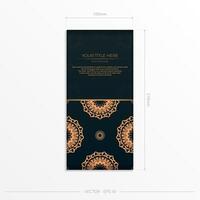 Dark green postcard template with white abstract ornament. Elegant and classic vector elements ready for print and typography.