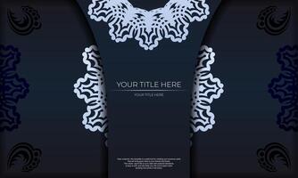Dark blue luxury background with abstract ornament. Elegant and classic vector elements with space for your text.