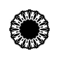 logotipo de mandala indio. logotipo en blanco y negro. elementos de diseño de tejido. vector de logotipos de yoga.
