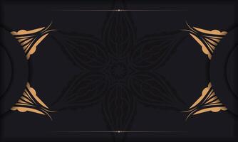 Golden floral pattern on black background vector