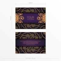 Luxurious purple postcard template with vintage abstract ornament. Elegant and classic vector elements ready for print and typography.