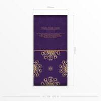 A purple and gold card with an ornate pattern vector