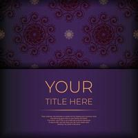 plantilla de tarjeta de invitación púrpura de lujo con adorno abstracto vintage. elementos vectoriales elegantes y clásicos listos para impresión y tipografía. vector