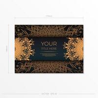 Dark green postcard template with white abstract ornament. Elegant and classic elements are great for decorating. illustration. vector