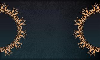 Dark green luxury background with abstract ornament. vector