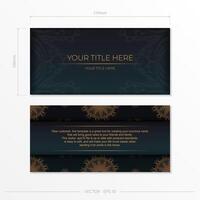Dark green postcard template with white abstract ornament. Elegant and classic elements are great for decorating. illustration. vector