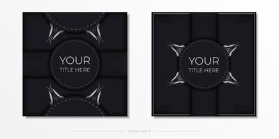 Two black business cards with a black background vector