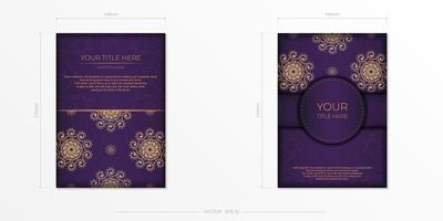Luxury purple invitation card template with vintage abstract ornament. Elegant and classic elements are great for decorating. Vector illustration.