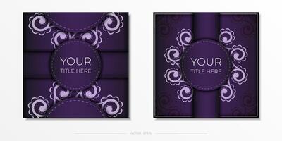 Luxury purple invitation card template with vintage abstract ornament. Elegant and classic elements ready for print and typography. illustration. vector