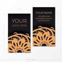 Black luxury business cards with decorative ornaments business cards, oriental pattern, illustration. vector