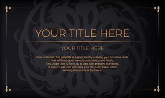Black luxury background with abstract ornament. Elegant and classic elements ready for print and typography. vector