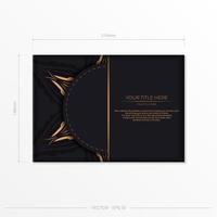 Luxurious black postcard template with vintage indian ornaments. Elegant and classic vector elements ready for print and typography.