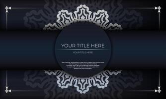 Dark blue luxury background with abstract ornament. Elegant and classic vector elements ready for print and typography.
