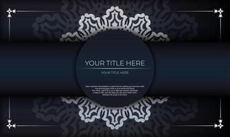 Dark blue luxury background with abstract ornament. Elegant and classic vector elements ready for print and typography.