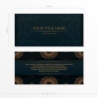 Dark green postcard template with white abstract ornament. Elegant and classic elements ready for print and typography. vector