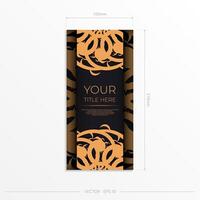 Luxurious black rectangular postcard template with vintage abstract ornament. Elegant and classic elements are great for decoration. vector