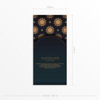 Dark green postcard template with white abstract mandala ornament. Elegant and classic elements are great for decorating. illustration. vector