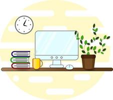 Work place workspace for home office vector