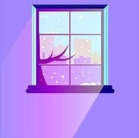 Winter window view vector