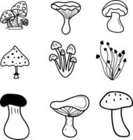 Outline mushroom set vector