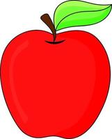 Red apple with green leaf vector