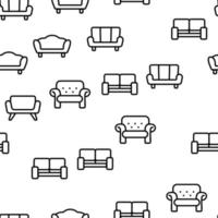 Couch Sofa Furniture Vector Seamless Pattern