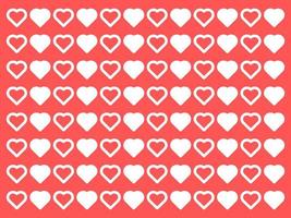 Romantic pattern of white hearts with pink background. Colorful doodle hearts on pink background. Templates ready for design, postcard, print, poster, party, Valentine's day, Vector. vector