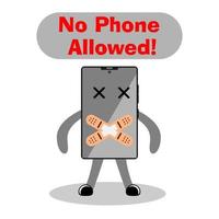ilustración de dibujos animados de la prohibición de usar el teléfono. mejor utilizado para detener el uso del teléfono inteligente. vector
