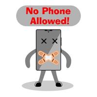 Cartoon illustration of prohibition for using phone. Best used to stop the usage of smartphone. vector