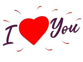 Hand drawn I love you text. I heart you. Greeting card for love. Vector illustrations