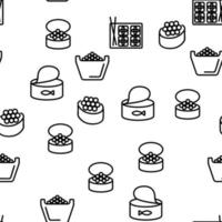 Caviar Tasty Seafood Vector Seamless Pattern