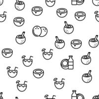 Coconut Food Vector Seamless Pattern