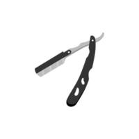 Vector illustration of straight razor with black handle and color wet shave razors for men. Barber shop