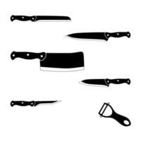 Knifes set or Kitchen knives icons. Vector illustration.