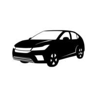 Small car silhouette on white background. Vehicle icons set view from side vector