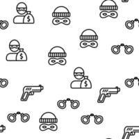 Robber Crime Vector Seamless Pattern