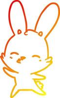 warm gradient line drawing curious waving bunny cartoon vector