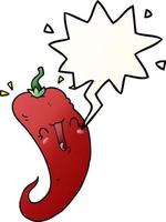 cartoon chili pepper and speech bubble in smooth gradient style vector