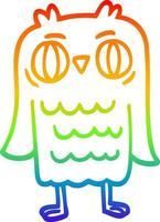 rainbow gradient line drawing cartoon owl vector
