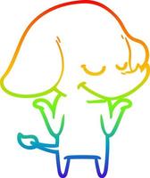 rainbow gradient line drawing cartoon smiling elephant vector