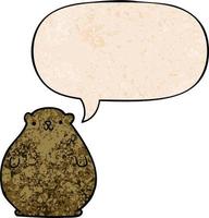 cartoon bear and speech bubble in retro texture style vector