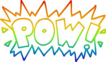 rainbow gradient line drawing cartoon word pow vector