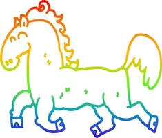 rainbow gradient line drawing cartoon stallion vector